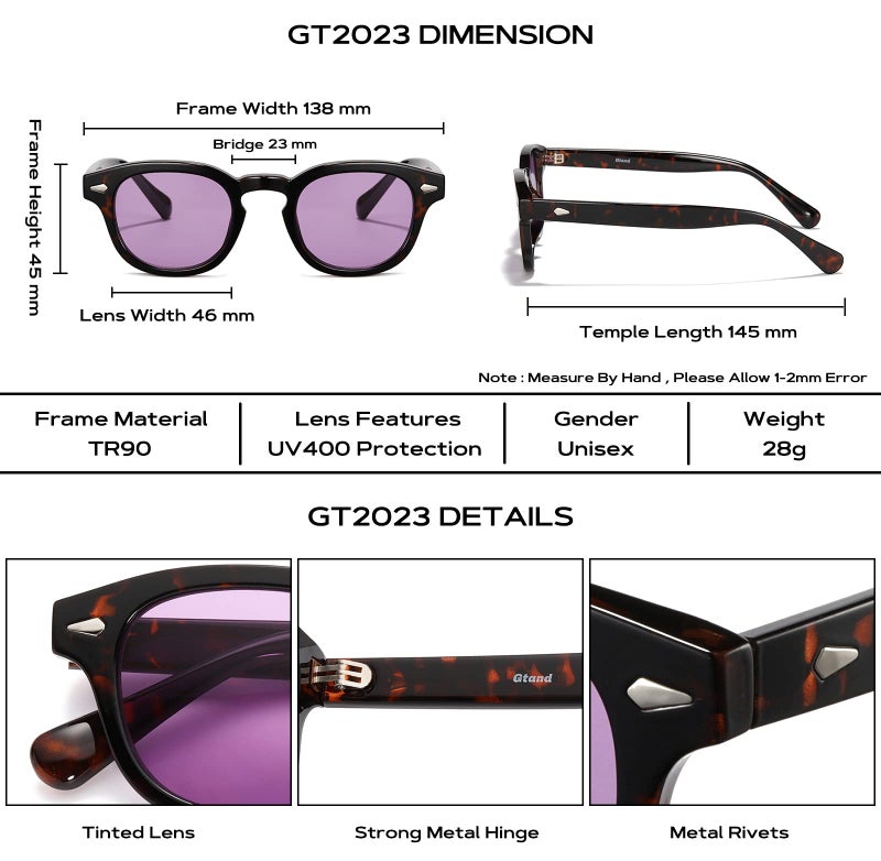 Gtand Unisex Vintage Retro Round Style Tinted Sunglasses For Men Women Fashion Circle Sun Glasses 46mm - Image 5
