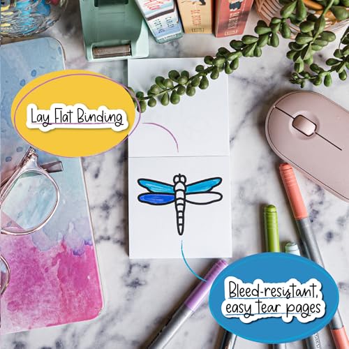 A Brighter Year Adult Mini Coloring Book – Premium Pocket Size 3”x 3” Travel Coloring Book, Thick No-Bleed Paper, 50 Pages, Lay Flat Binding, Stress Relief & Mindfulness- Birds Bugs & Botany Edition - Image 3