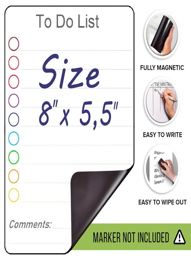 JUZARI Dry Erase Small Magnetic to Do List White Board for Fridge A5 - Lined Dry Erase Todo List for Refrigerator - Daily Magnetic Planner - Mini Whiteboard Checklist - Magnet Task List White Board - Image 3