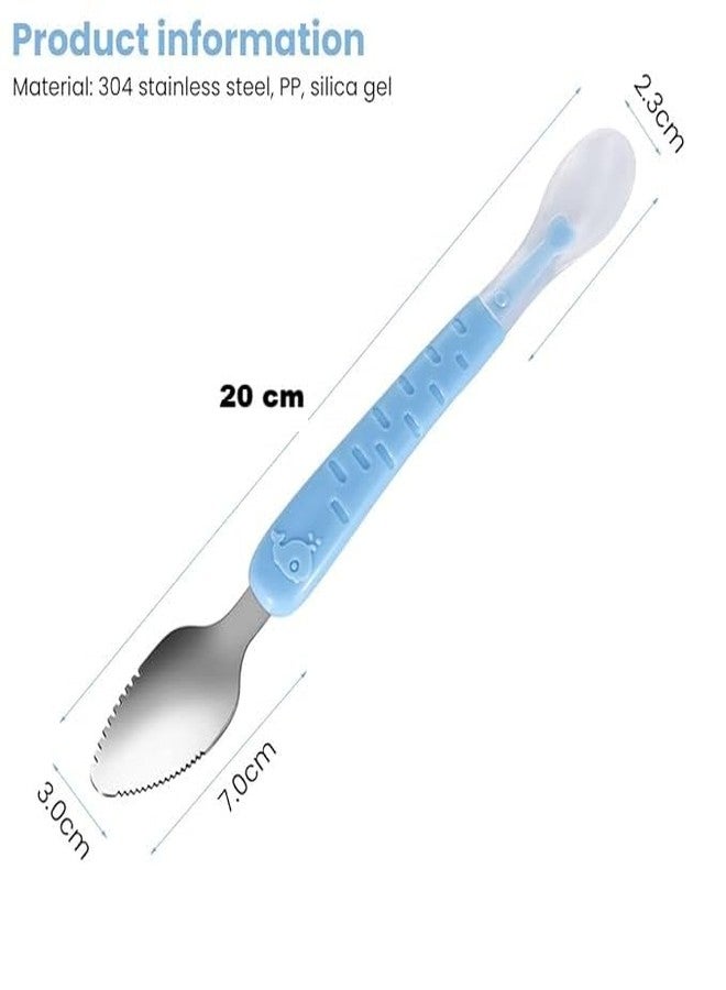 إيفن ملعقة طعام سيليكون متعددة الأغراض للأطفال، برأسين، لكشط الطين عن الطعام التكميلي، ولإطعام الأطفال، وملاعق تدريب للرضع، ومستلزمات الفطام الذاتي (لون وردي) - Image 2