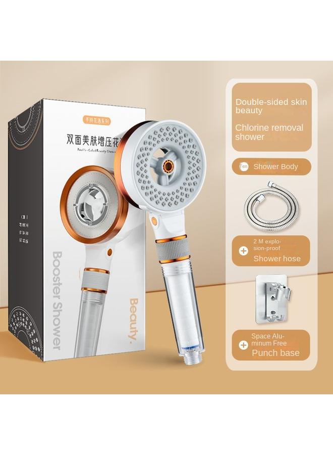 Bluejw Double-sided Pressurized Skin Beauty Shower Nozzle High Pressure Bath Pressurized Single Hand-held Super Large Water Outlet Household Shower Head - Image 1
