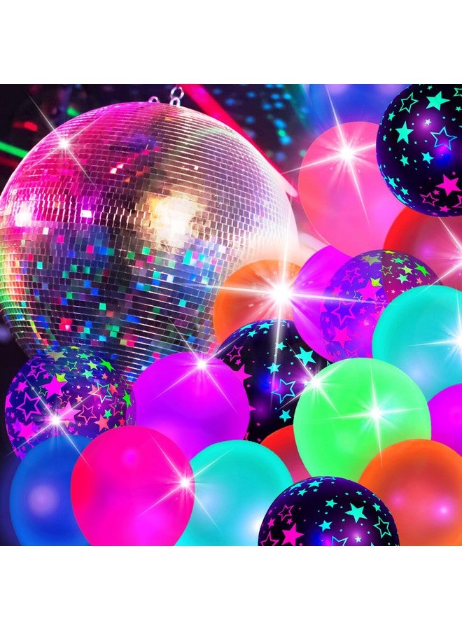 LovesTown 66PCS UV Neon Balloons Assorted, Glow Party Latex Balloons 12" Fluorescent Balloons with Stars for Birthday Wedding Glow Party Supplies - Image 2