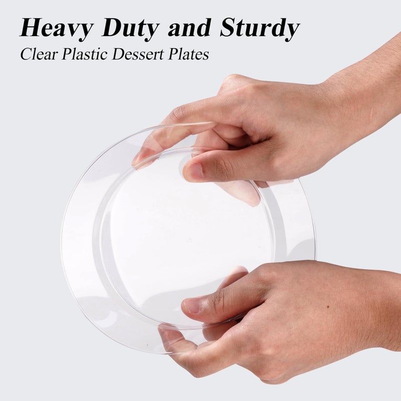 Bestluck 100PCS Clear Plastic Dessert Plates 7inch, Premium Hard Disposable Plates for Party, Wedding - Image 3
