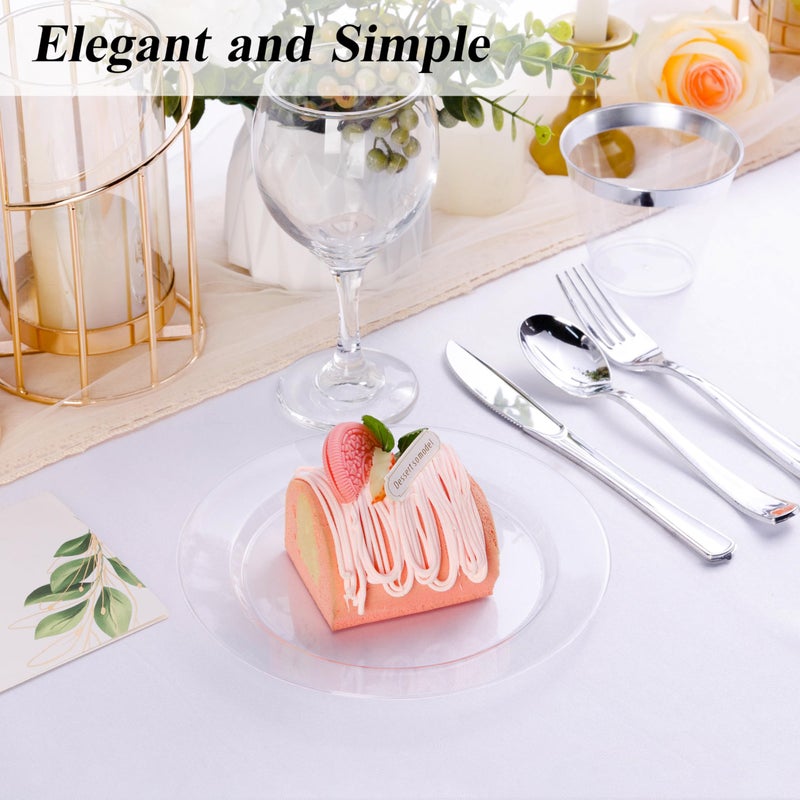 Bestluck 100PCS Clear Plastic Dessert Plates 7inch, Premium Hard Disposable Plates for Party, Wedding - Image 4