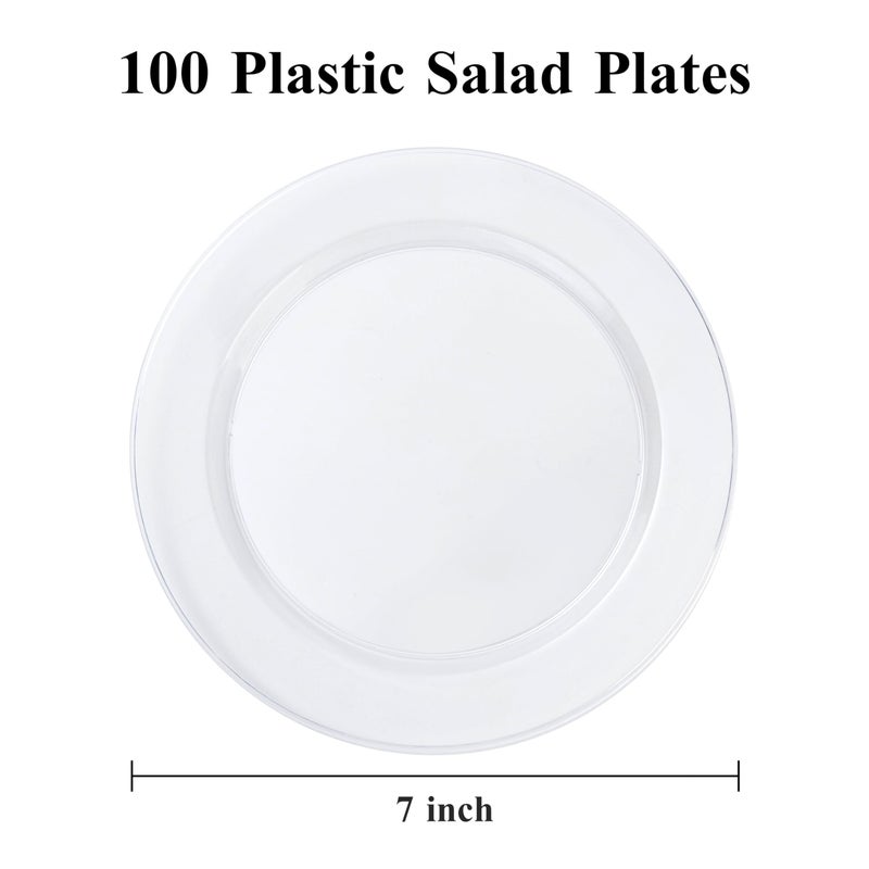 Bestluck 100PCS Clear Plastic Dessert Plates 7inch, Premium Hard Disposable Plates for Party, Wedding - Image 2
