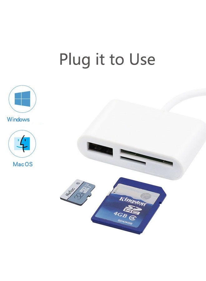 قارئ بطاقات USB C SD متعدد الوظائف 3 في 1 ، قارئ بطاقات من النوع C لجهاز USB C ، محول بطاقة TF يدعم القراءة والكتابة المزدوجة (أبيض 3.0) - Image 3