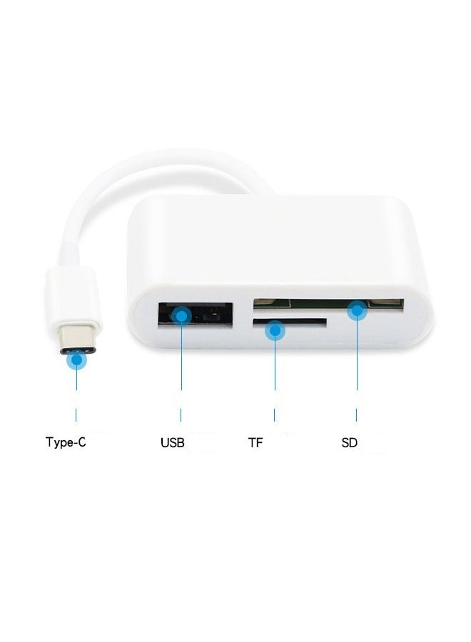 قارئ بطاقات USB C SD متعدد الوظائف 3 في 1 ، قارئ بطاقات من النوع C لجهاز USB C ، محول بطاقة TF يدعم القراءة والكتابة المزدوجة (أبيض 3.0) - Image 2