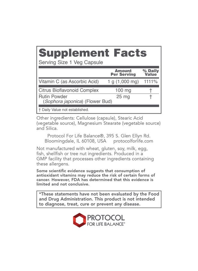 Protocol For Life Balance C1000 Caps With Bioflavonoids And Rutin Antioxidant Power Of Vitamin C Supports Healthy Immune System Function Provides Cellular Protection 120 Veg Capsules  - Image 3