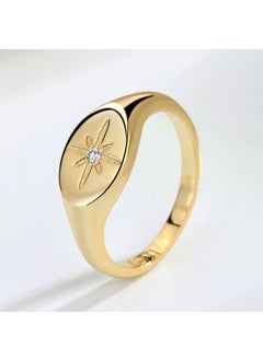 Fashionable Minimalist Star Six-Pointed Diamond Ring Womens Stylish Personality White Copper Geometric Shaped Ring for Commute Gold