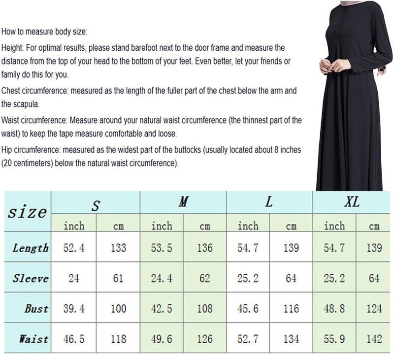 Sthxyfaith Women's Casual Long Sleeve Maxi Dress - Black Abaya Islamic Robe - Image 5