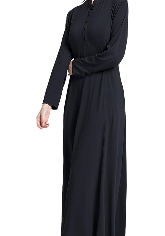 Sthxyfaith Women's Casual Long Sleeve Maxi Dress - Black Abaya Islamic Robe - Image 2
