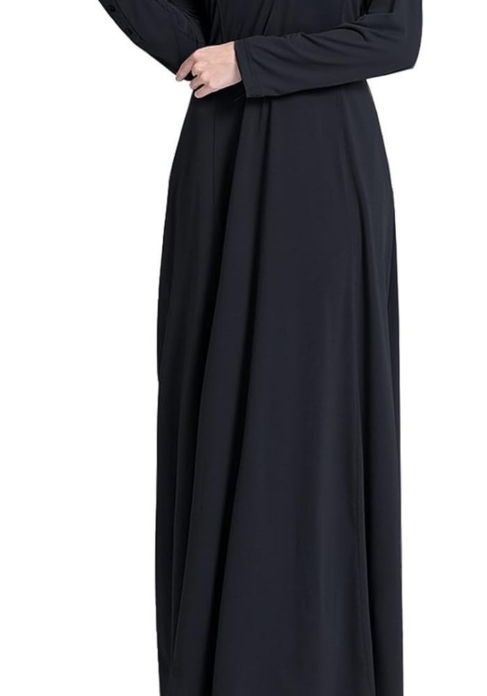 Sthxyfaith Women's Casual Long Sleeve Maxi Dress - Black Abaya Islamic Robe - Image 4