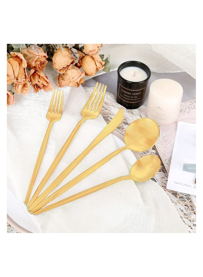 اكسيسن طقم أدوات مائدة من الفولاذ المقاوم للصدأ من الفولاذ المقاوم للصدأ بدرجة الطعام لـ 5 أشخاص (ذهبي) - Image 4