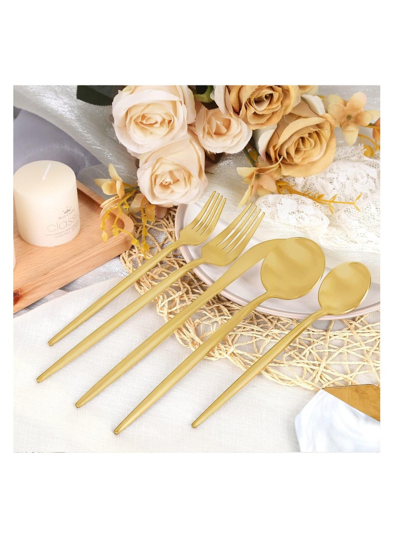 اكسيسن طقم أدوات مائدة من الفولاذ المقاوم للصدأ من الفولاذ المقاوم للصدأ بدرجة الطعام لـ 5 أشخاص (ذهبي) - Image 5