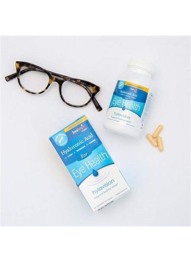 HylaVision Eye Health Supplements: Hyaluronic Acid, Lutein and Zeaxanthin Dietary Supplements for Vision Support (120 Capsules)— Vegan Formula by Hyalogic