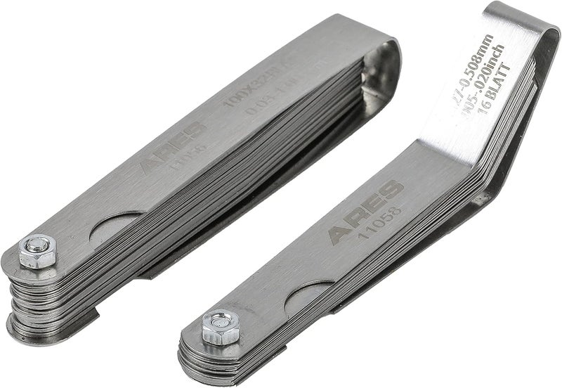 ARES 11042-طقم قياس الفجوات المدبب والمائل المكون من قطعتين يحتوي على 32 حجم مزدوج العلامات SAE وMetric - المائل يحتوي على 16 حجم مزدوج العلامات - قياس دقيق للفجوات الميكانيكية - Image 1