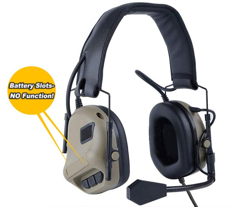 ATAIRSOFT Tactical Headset Wargame Hunting Headphone Without Noise Cancellation Function (Tan) - Image 2