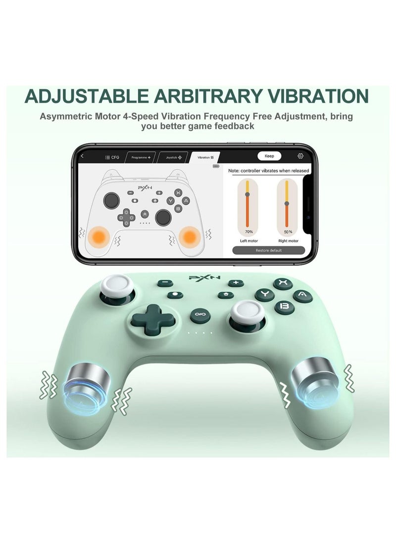 No branded Pxn P50 Wireless Gaming Switch Pro Controller Support Adjustable Dual Vibration Macros Turbo Gyro Axis NFC and Screenshot Remote Gamepad Joystick for Nintendo Switch Lite and OLED (GREEN)  - Image 4