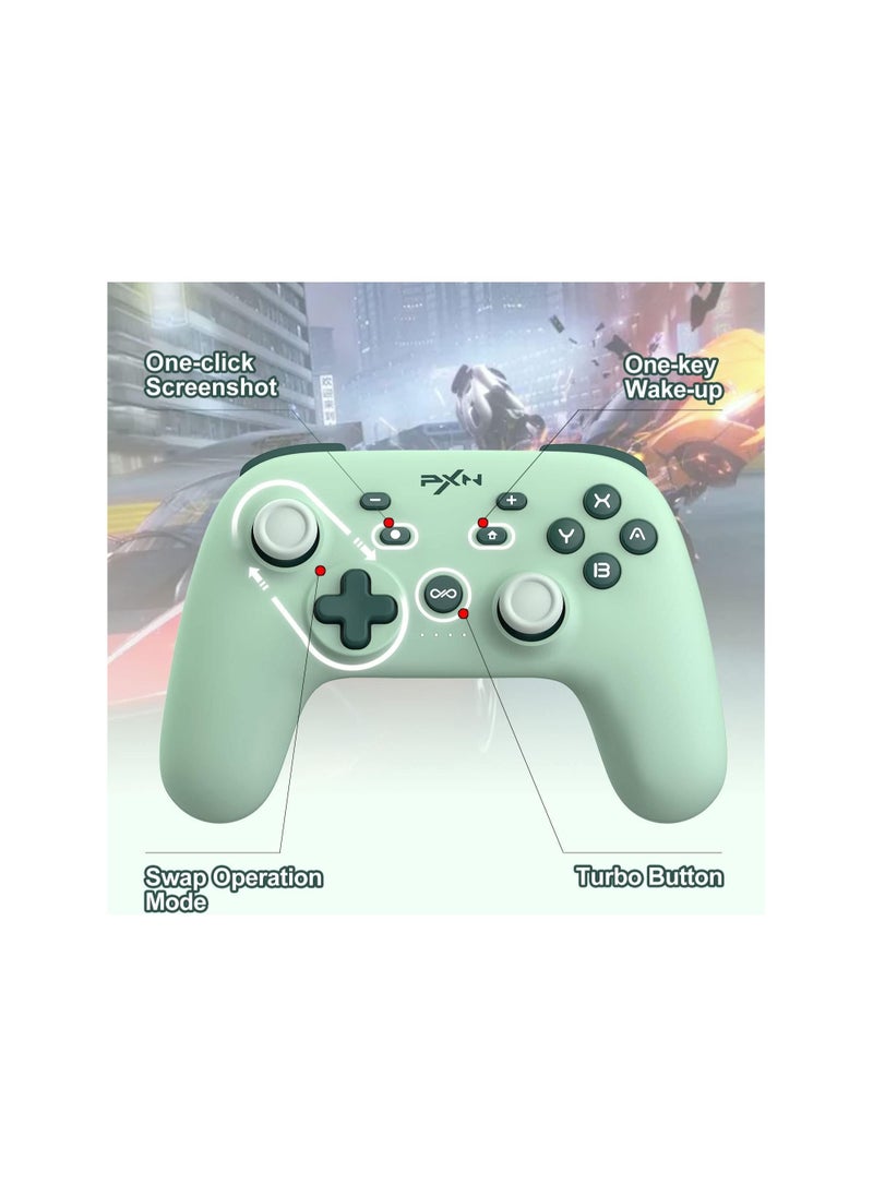 No branded Pxn P50 Wireless Gaming Switch Pro Controller Support Adjustable Dual Vibration Macros Turbo Gyro Axis NFC and Screenshot Remote Gamepad Joystick for Nintendo Switch Lite and OLED (GREEN)  - Image 5
