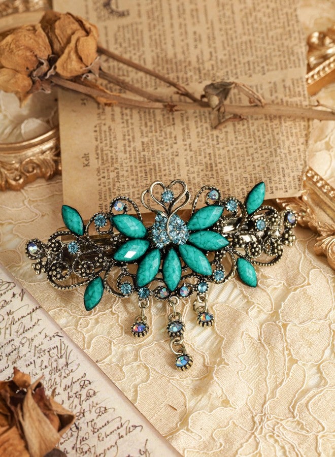 MINACHI Bohemian Retro Style Turquoise Tassel Flower Hair Clip, Half-tied Headdress, Hair Accessories for Women - Image 5
