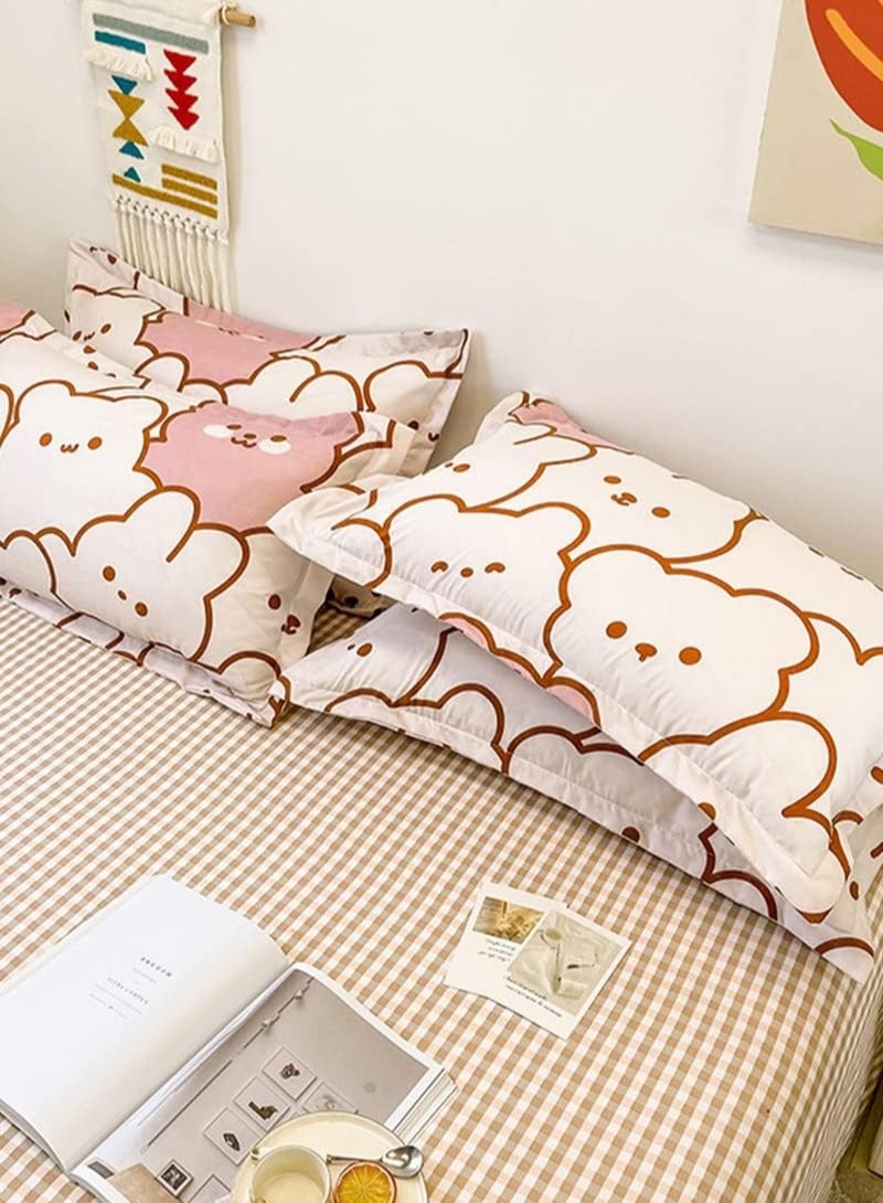 عام طقم أغطية ألحفة مكون من 4 قطع، طقم سرير من البوليستر الناعم، طقم لحاف كرتوني بدون قلب، طقم لحاف كرتوني مع غطاء لحاف واحد وشرشف واحد و2 غطاء وسادة - Image 4
