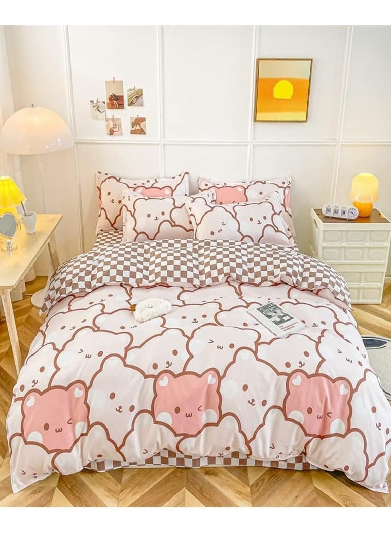 عام طقم أغطية ألحفة مكون من 4 قطع، طقم سرير من البوليستر الناعم، طقم لحاف كرتوني بدون قلب، طقم لحاف كرتوني مع غطاء لحاف واحد وشرشف واحد و2 غطاء وسادة - Image 5