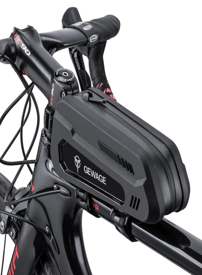 GEWAGE Bike Bag Bicycle Front Frame Bag Bike Phone Holder Bike Phone Bag Top Tube Bag Handlebar Bags Bike Accessories for Mountain Road Bike, Black - Image 1