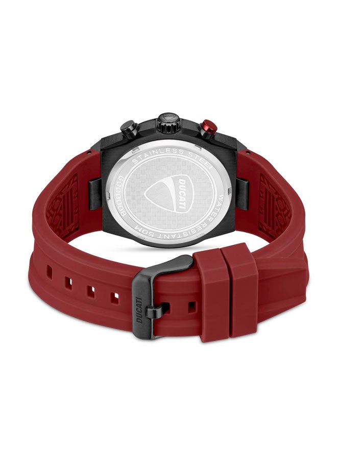 Ducati Men's Chronograph Watch with 43.5mm Case, Black Partial See-Through Dial, Red Accents, Silicone Strap, Water Resistant - Image 3