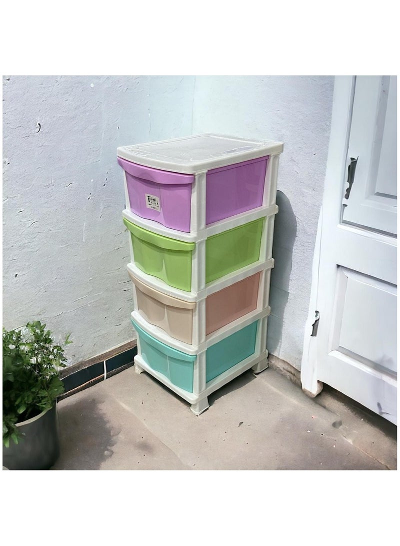 Plastic Storage Unit with 4 Wide Pastel Drawers – Perfect for Organizing Clothes, Kids’ Toys, and Personal Items - Image 3