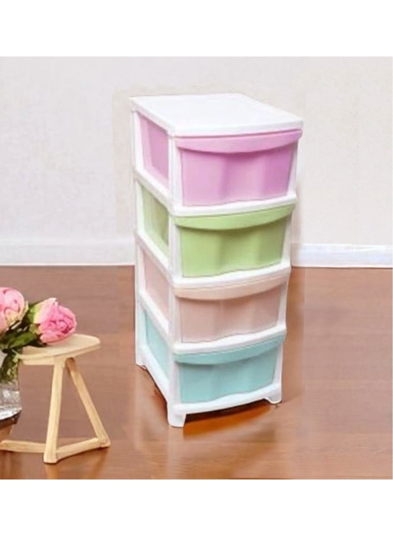 Plastic Storage Unit with 4 Wide Pastel Drawers – Perfect for Organizing Clothes, Kids’ Toys, and Personal Items - Image 2