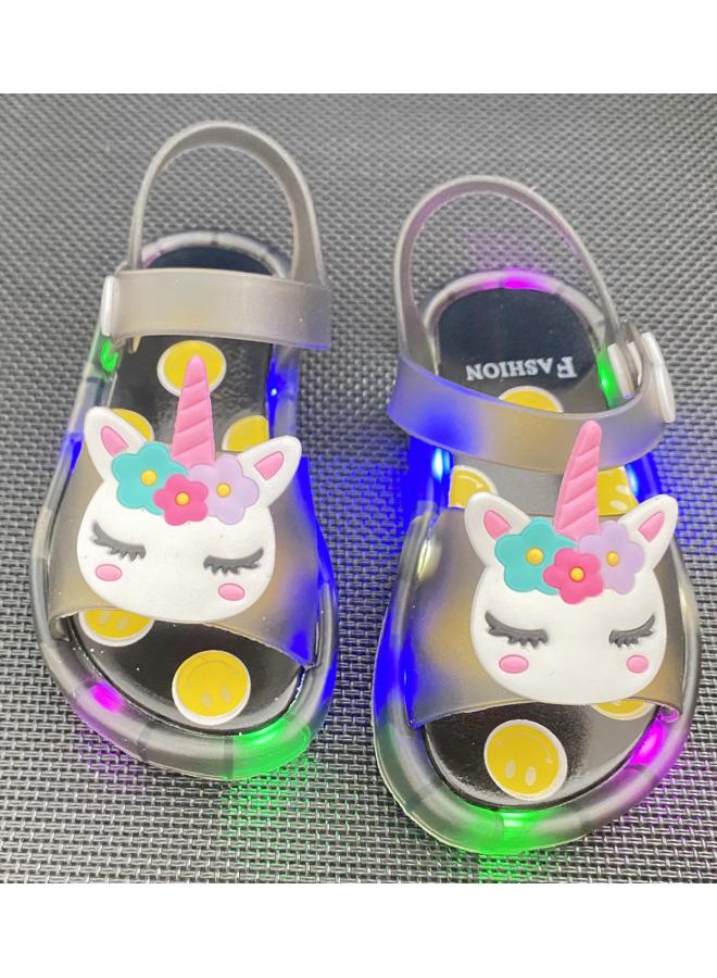 شك صنادل هلامي للأطفال مضيئة مع أضواء صنادل الأميرة الصيفية ذات الطراز الأجنبي صنادل كبيرة للأطفال والبنات والأولاد صنادل متقاطعة - Image 1