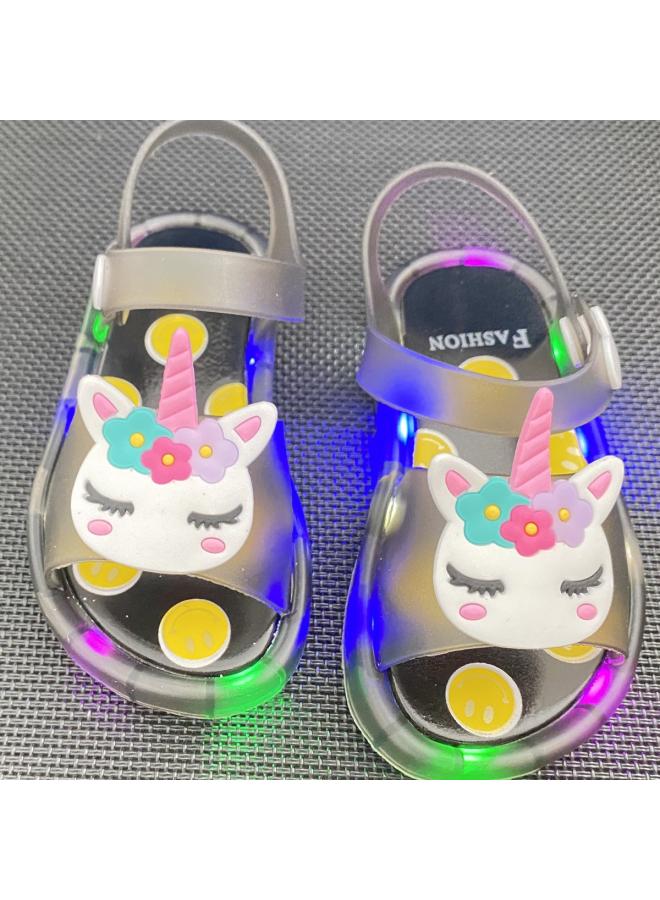 شك صنادل هلامي للأطفال مضيئة مع أضواء صنادل الأميرة الصيفية ذات الطراز الأجنبي صنادل كبيرة للأطفال والبنات والأولاد صنادل متقاطعة - Image 3