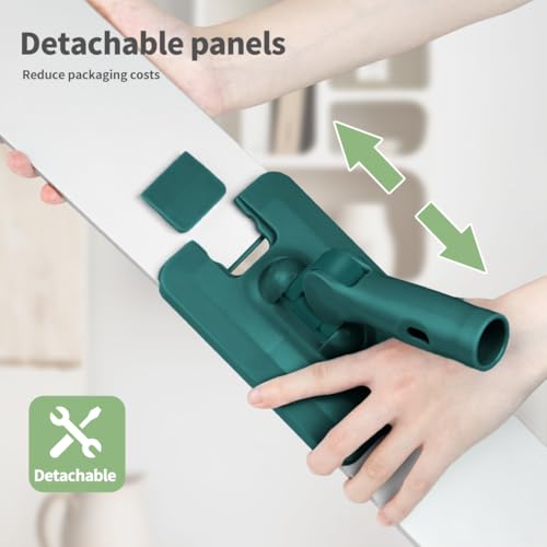 CQT Commercial Flat Microfiber Floor Mop Cleaning System 24" Inch Wet Dry and Dust Hardwood with 4 Washable Pads Cleaner for Laminate Tile Stainless Steel Handle and Extension (PT14 Green) - Image 5