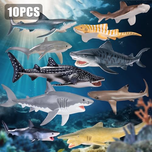 THINKBAY 10PCS 58 Shark Toys for Toddlers 35 57 Sea Ocean Animals Bath Toys for Kids Age 3 4 5 6 7 8 Shark Figurines Cake Toppers Birthday Party Favors Gifts for Kids Ages 3 4 5 6 7 8 - Image 5