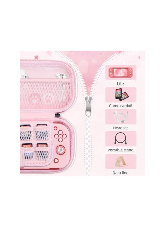 Pink Travel Carrying Case Accessories Kit for Switch Lite, Hard Protective Cover Skin Shell with Stand, Glass Screen Protector, Thumb Grip Caps 9 in 1 - pzsku/ZD3106CAE708FFDF78F4BZ/45/_/1734421574/70c797a8-61e1-4692-8adf-98db2f0152b7