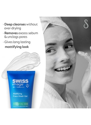 Mattifying Face Wash Gel 200 ml Deep Cleanse & Purify Skin, Oil Control & Anti-Shine Formula for Long-Lasting Matte Look |For Combination to Oily Skin Swiss Made| For Men & Women% - view 4