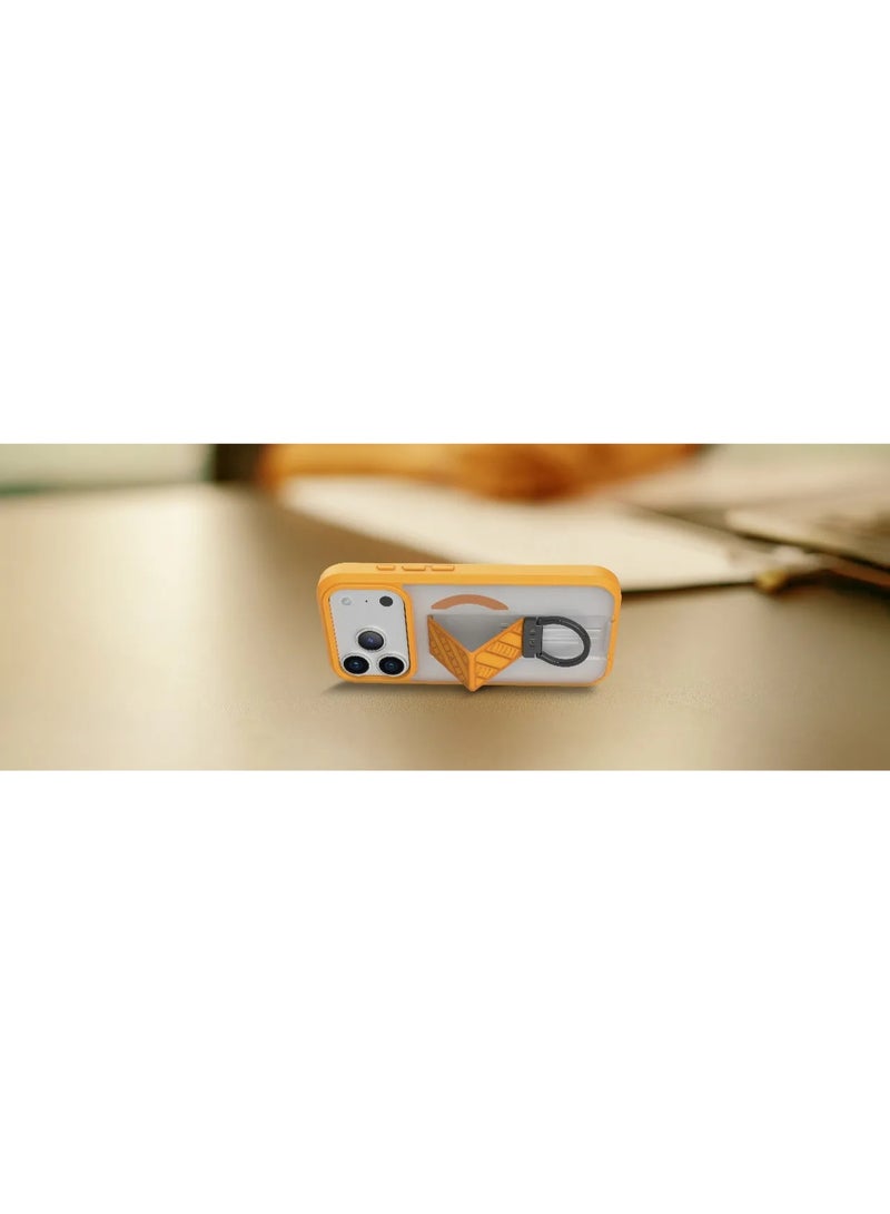 ليفيلو جراب ماج سيف مورفيكس كلارا جريب لهاتف آيفون 17 برو ماكس مع مصد مقاوم للصدمات ومغناطيس قوي/ غطاء خلفي مع حامل متعدد الاستخدامات على شكل حلقة على شكل حرف D - برتقالي شروق الشمس - Image 5