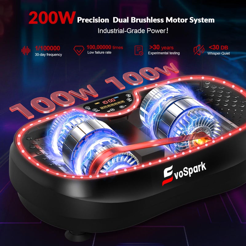 EvoSpark آلة تمارين اهتزازية 3D بلس، منصة اهتزازية للجسم بالكامل لتقوية العضلات وفقدان الدهون مع 199 سرعة قابلة للتعديل، أضواء جوية، معدات تمارين هزازة للنساء والرجال في المنزل - Image 5