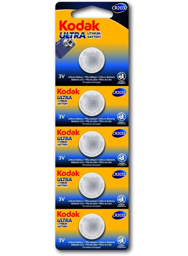 KODAK CR 2032 Lithium Coin Battery- Pack of 5 Batteries - Image 1