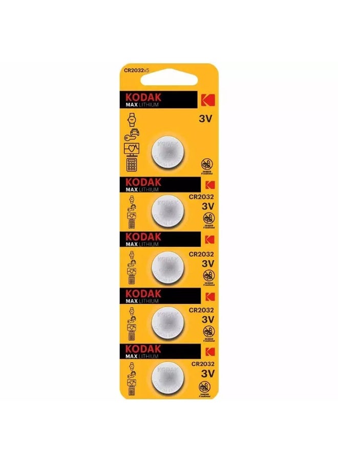 KODAK CR 2032 Lithium Coin Battery- Pack of 5 Batteries - Image 2