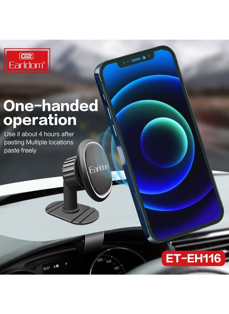 Earldom ET-EH116 Mobile Car Holder – Universal Adjustable Phone Mount for Dashboard and Windshield, Secure Grip, 360° Rotation, Easy Installation – Compatible with iPhone, Samsung & All Smartphones (Black)