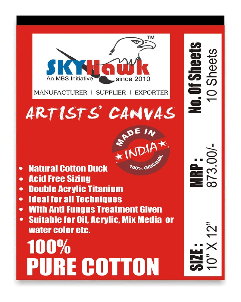 SKYHawk Cotton Canvas Painting Pad (10 Sheets) (10 x 12 Inches) - Image 1