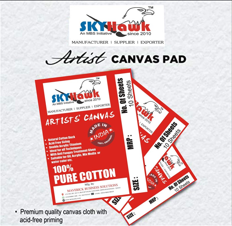 SKYHawk Cotton Canvas Painting Pad (10 Sheets) (10 x 12 Inches) - Image 2