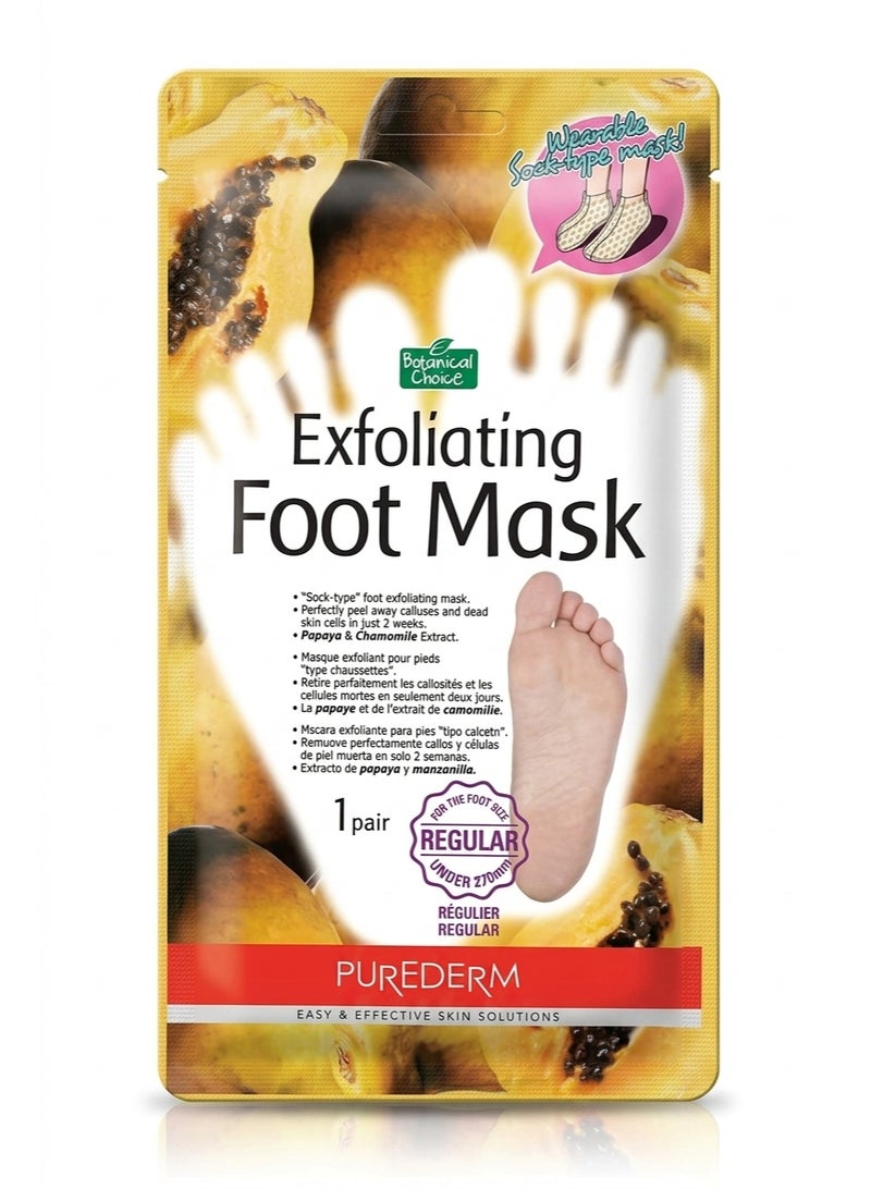 Korean Exfoliating Foot Mask Botanical Choice – Peeling Sock for Dead Skin Removal, Papaya & Chamomile Extract – 1 Pair
