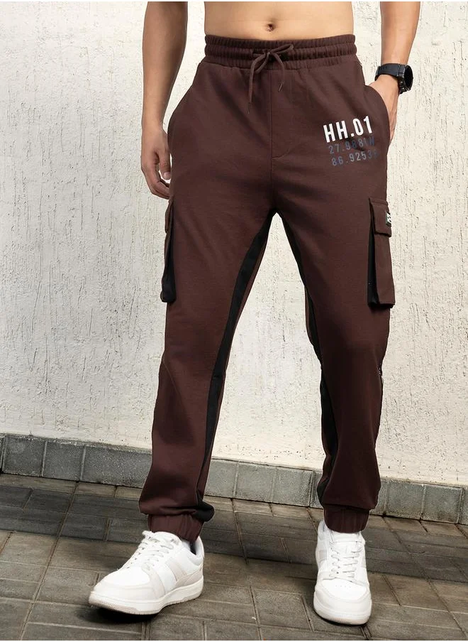 Hubberholme Regular Fit Contrast Panel Printed Joggers by Styli