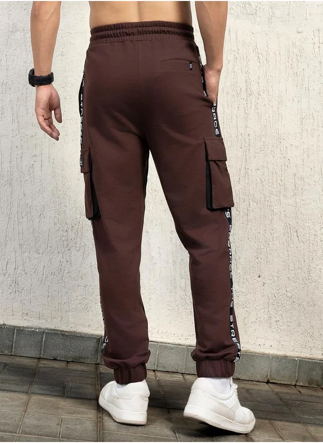 Hubberholme Regular Fit Contrast Panel Printed Joggers by Styli