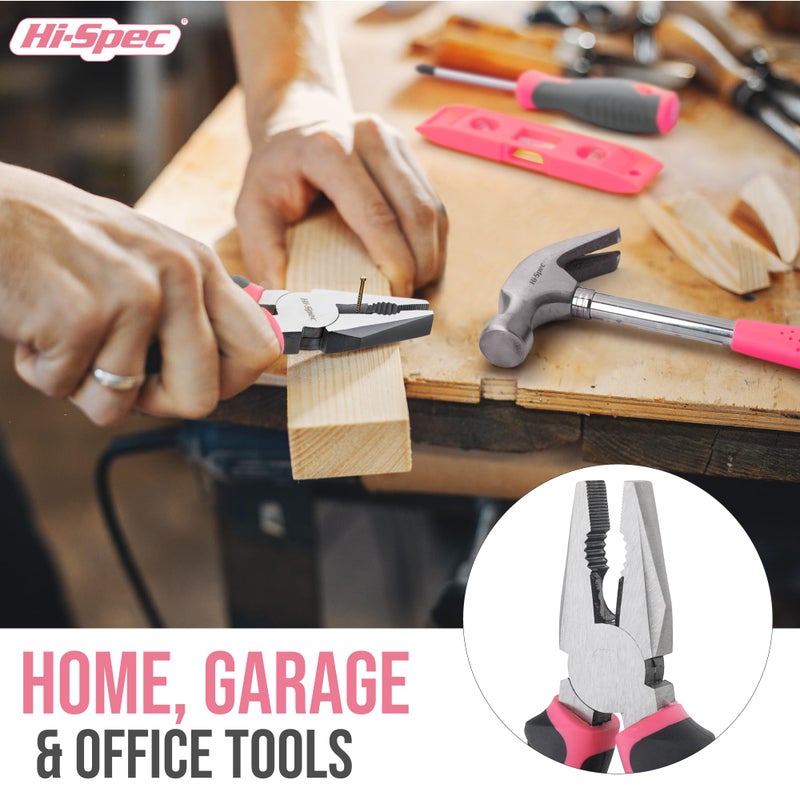 Hi-Spec 42pc Pink Household DIY Tool Set for Women. Home, Office and College Dorm Small Toolkit of Starter Basic Ladies Tools - Image 5