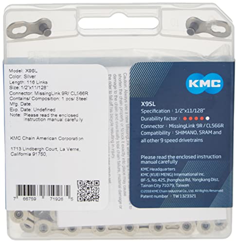 KMC X9SL | SuperLight 252g, 9-Speed X-Series Bicycle Chain | Compatible with Shimano, SRAM, Campagnolo and All Major Systems | Silver - Image 2