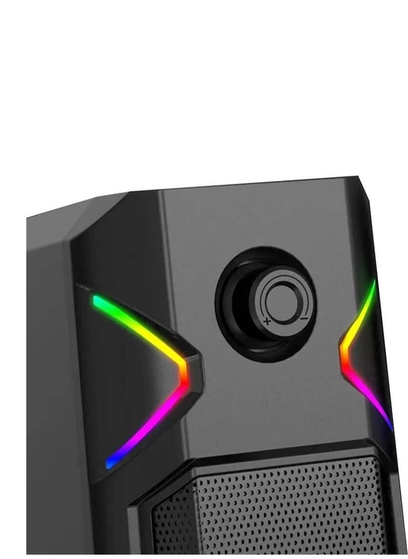 havit Mini Speaker ( 3W - 5V ) Multimedia Speaker for PC ,Gaming , Music , Studying and Lap Top with USB Powered and Audio Input 3.5 Wired , dynamic led lights , 2.0 Channel Wired Home Theatre , Good Quality , excellent Public choice  - Image 4