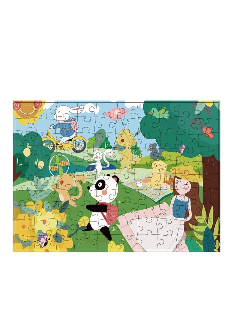 ألغاز للأطفال من 4-8 سنوات 100 قطعة مع مواد آمنة للعب الممتع بينما تحسن المنطق والتركيز للأطفال الصغار تعليم الألغاز التعليمية للأولاد والبنات في التخييم - Image 3